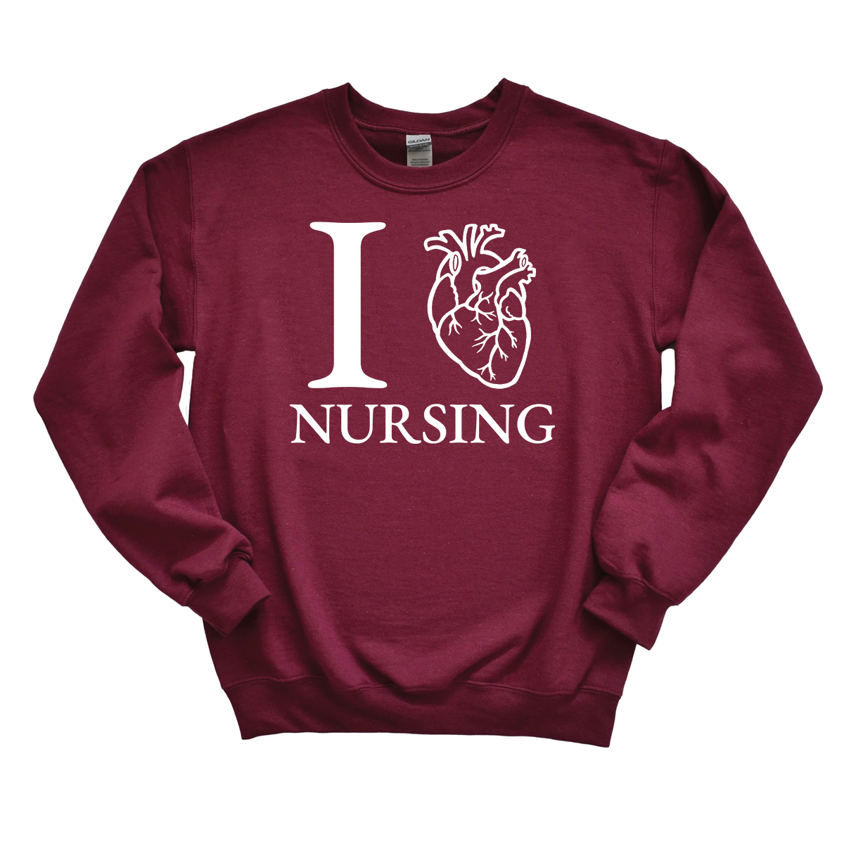 I "Love" Nursing Crewneck - Anatomical Heart Crewneck - I "Heart" Nursing